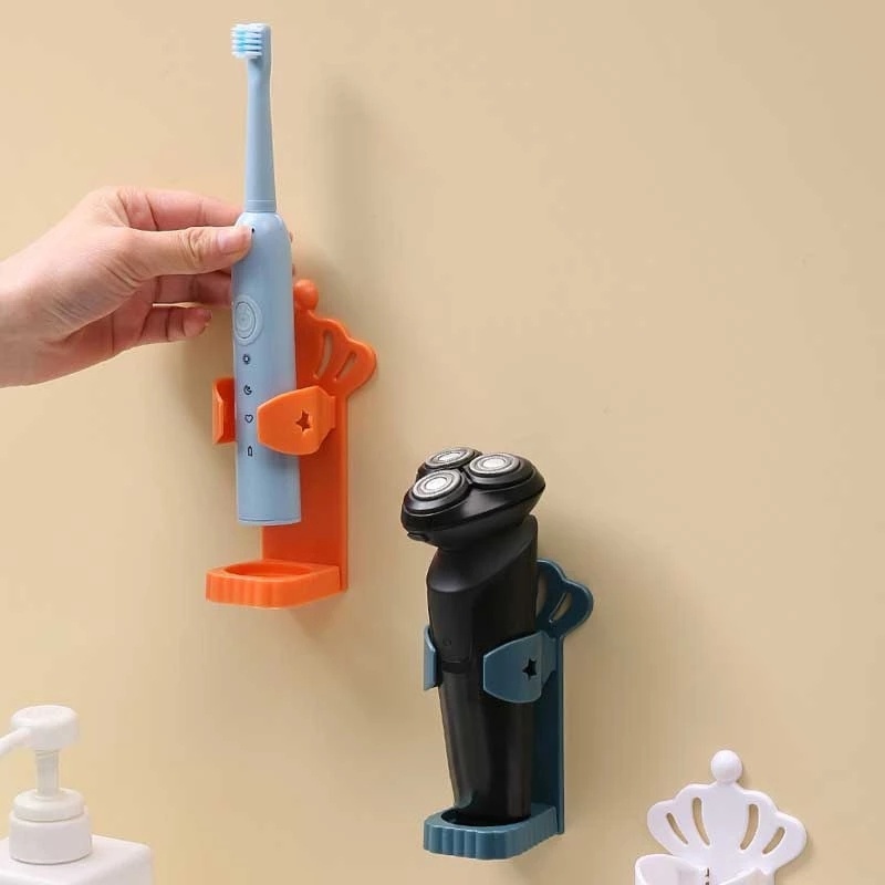 Kamar Mandi Sederhana Bebas Paku Hemat Ruang Perekat Diri Gaya Mahkota Sikat Gigi Elektrik Penyimpanan Kait Rumah Kreatif Mulus Hiasan Dinding Smiley Toothbrush Holder