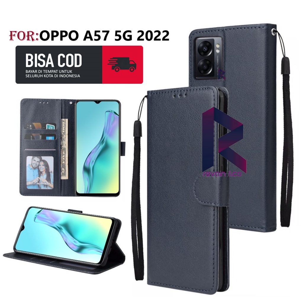 FLIP COVER NEW OPPO A57 5G 2022 CASING DOMPET FLIP WALLET LEATHER KULIT PREMIUM SARUNG BUKA TUTUP FLIP CASE OPPO A57 5G 2022