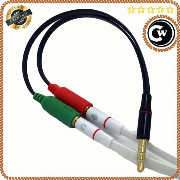 [ COD ] Splitter Audio Cable 3.5mm Male to 3.5mm HiFi Mic Headphone