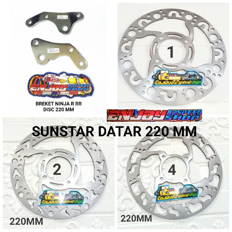 Disc piringan cakram 220 mm sunstar plus Breket ninja RR &amp; R &amp; Fu pakai tromol mio becak trusti blimbing dl