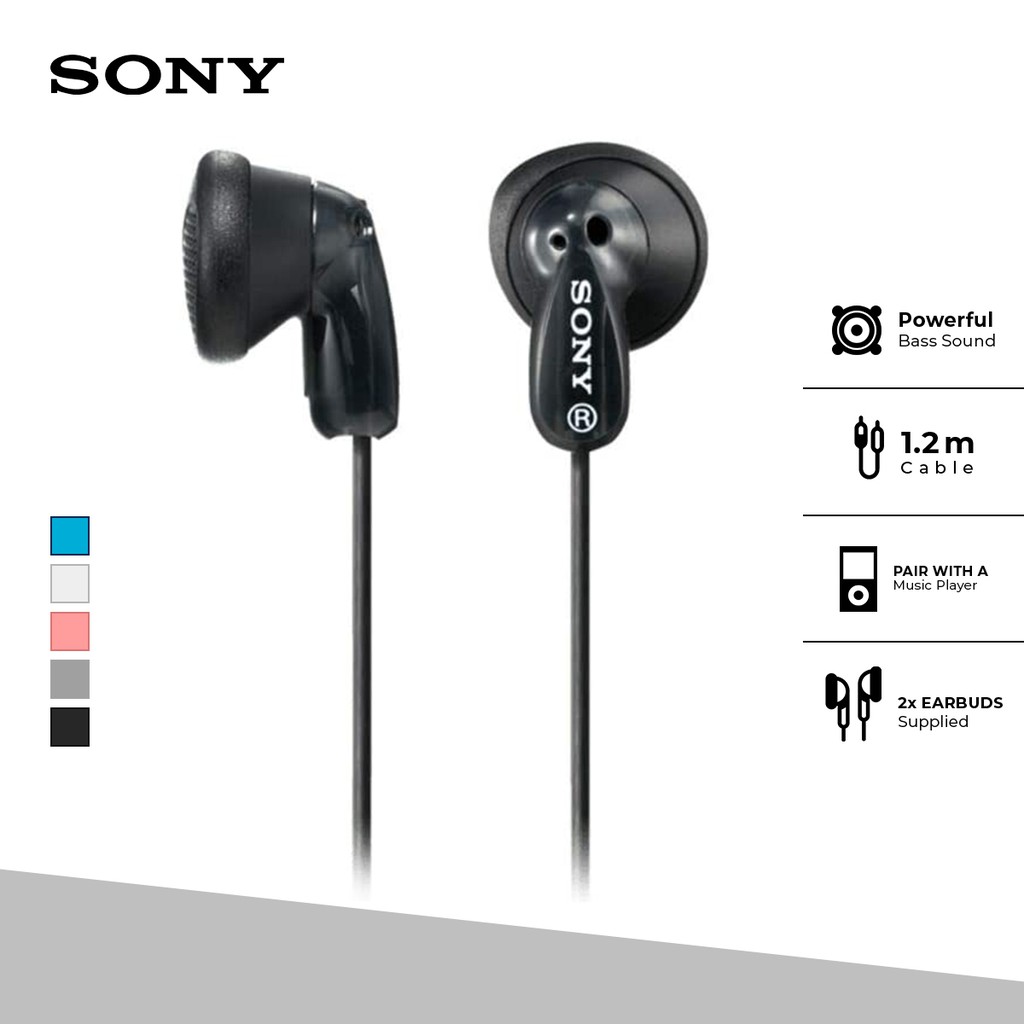 Earphone Sony MDR-E9LP Wire Headset Entry In-Ear No Microphone- Black Earphone