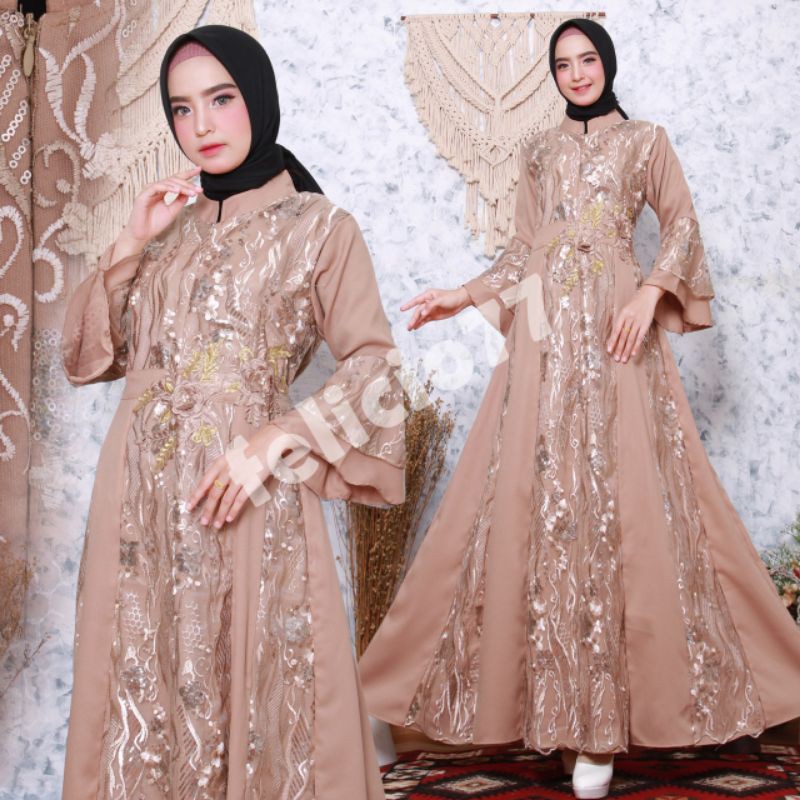 Gamis Johra/Baju Gamis Brukat Tile Dewasa Gamis Brukat Pesta Gamis Premium Fashion Muslim