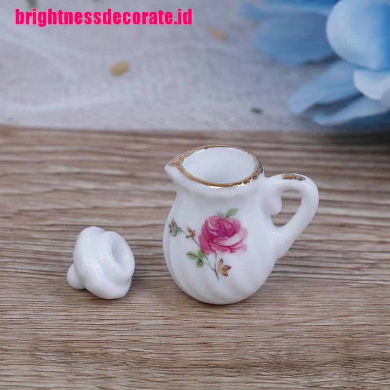 BrightID 15Pcs 1:12 Dollhouse miniature tableware porcelain ceramic coffee tea cups set