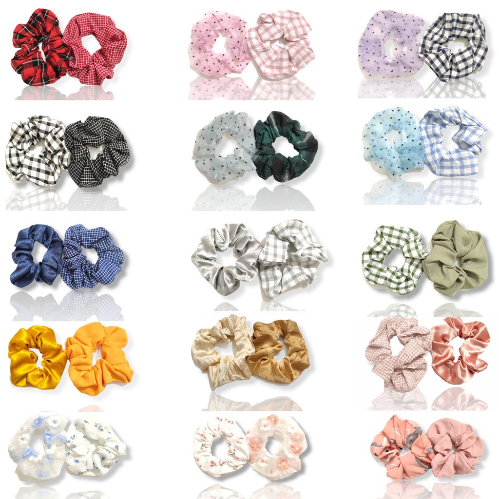 2Pcs/Set Scrunchie - Kunciran / Ikat Rambut Cepol Hijab / Jilbab Acc Wanita [ Gratis Ongkir / Cod ]