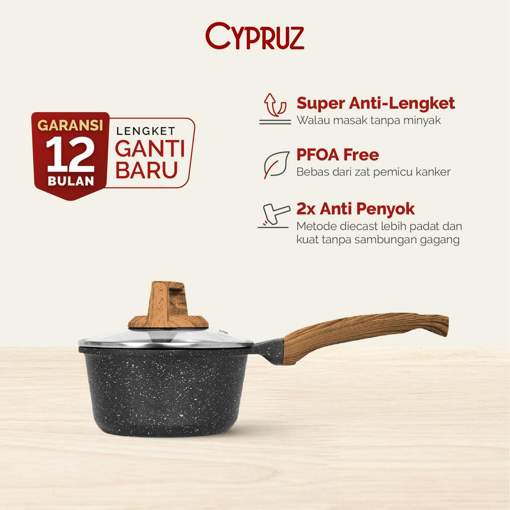 Cypruz Marble Die Cast Sauce Pan Black