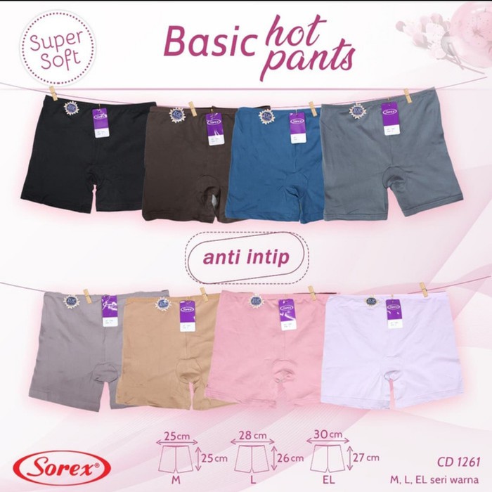 Celana Dalam Boxer Wanita Super Soft Sorex 1261 &amp; 1262 / CD Cewek Basic Hot Pants Extra Lembut