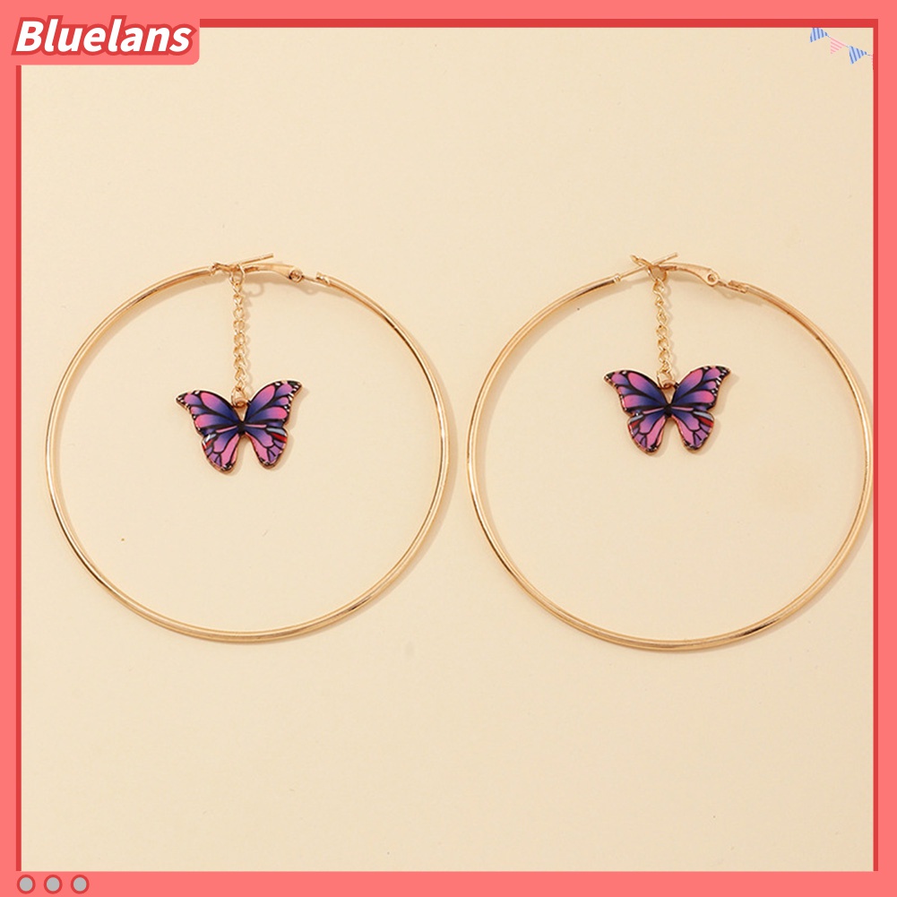 Anting Hoop Rantai Gantung Model Butterfly Besar Untuk Wanita