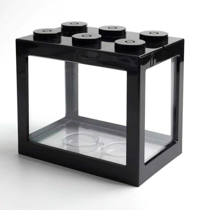 Terbaru 6.6 LARIS Aquarium Mini Bentuk Lego Terlengkap Lampu LED, Akuarium Ikan Kecil Cupang Murah B