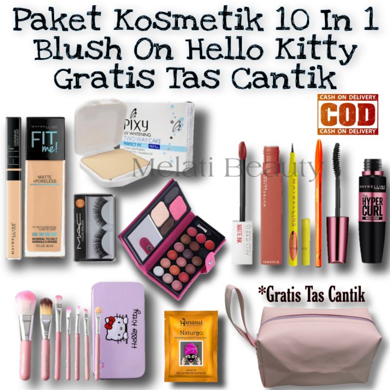 Paket Kosmetik 10 In 1 Terlaris / Paket Kosmetik Lengkap / Paket Kecantikan / Make Up Set Lengkap