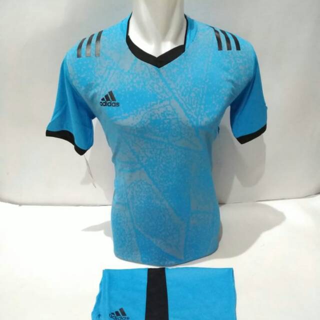 Setelan olahraga kaos bola jersey futsal baju volly Adidas biru