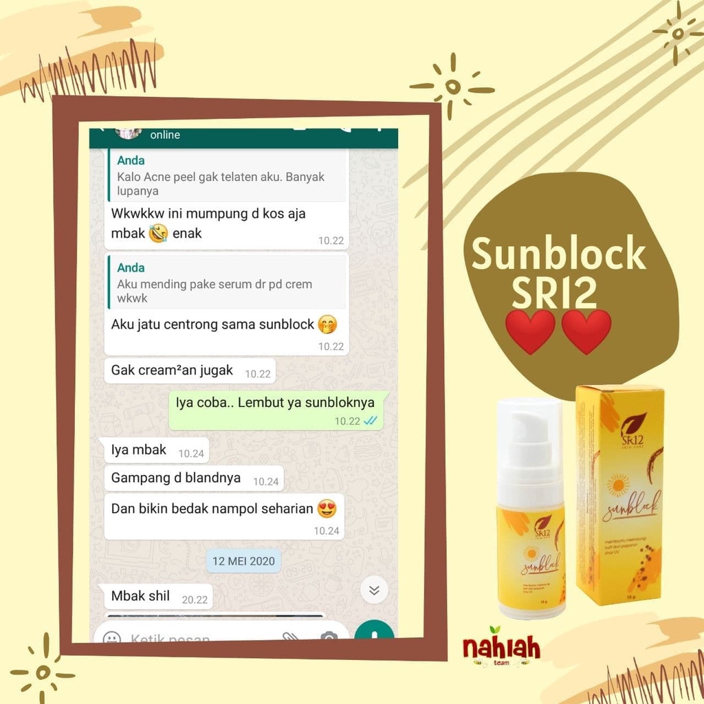 Suncare SR12 Sunblock Sunscreen Badan Pencerah Kulit Pelembab Kulit Kering Pelindung Kulit Dari Sinar Matahari Spf 30