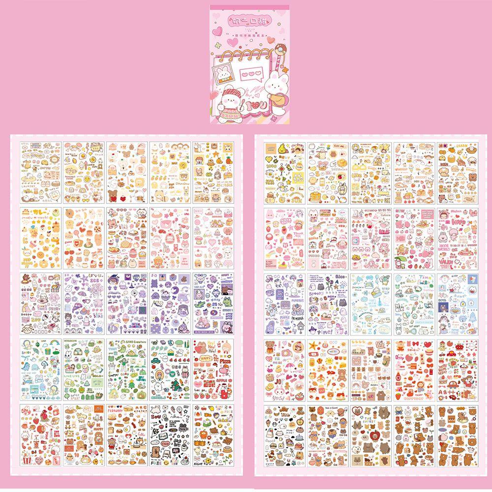 Lanfy Alat Tulis Stiker Warna-Warni Pola Tak Berulang DIY Bunga Tanaman Jurnal Diary Hias Decals Sticker Book