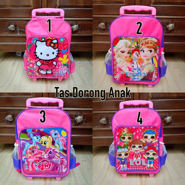 Tas dorong besar / tas Troli anak cewek sekolah TK SD ukuran besar by zellshop