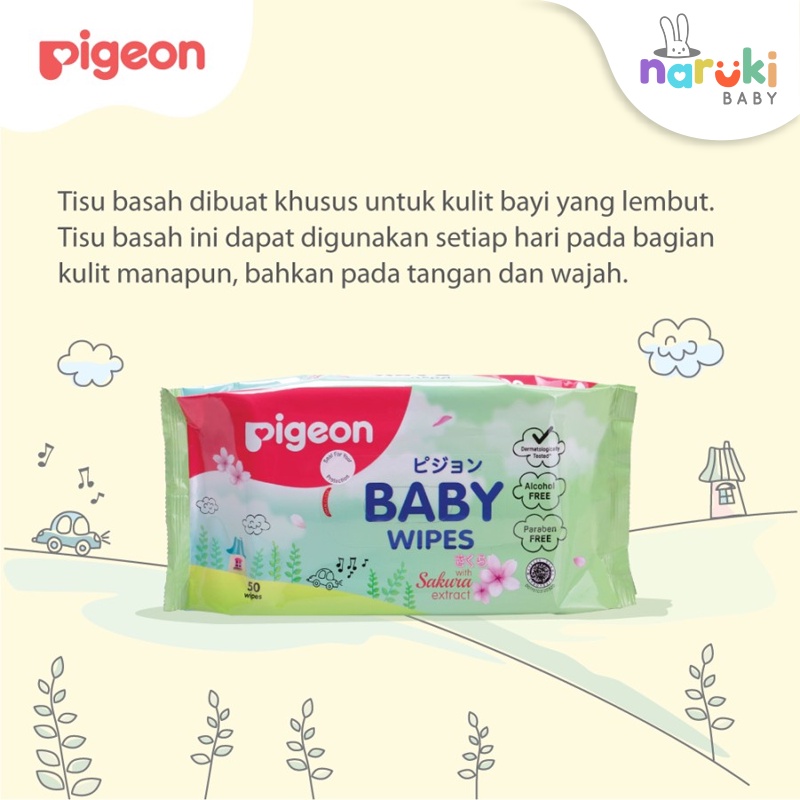 Pigeon Baby Wipes Sakura 50 Sheets Tisu Basah Bayi