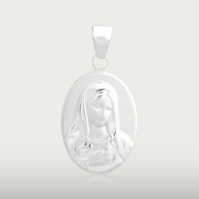 Liontin Bunda Maria Katolik Emas Putih 750