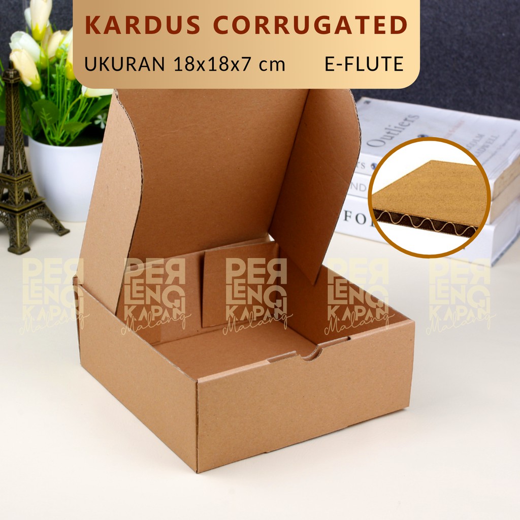 KARDUS CORRUGATED 18X18X7 CM | DIE CUT | KOTAK KARTON | BOX PACKING SOUVENIR PIZZA-1