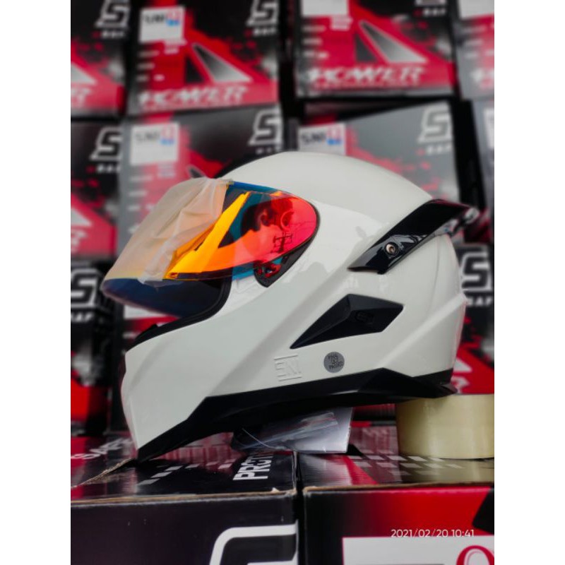 HELM SNAIL FFS1 WHITE PAKET GANTENG PAKKING KARDUS