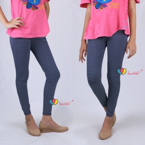 Legging Motif Salur uk 8-12 Tahun / Celana Salur Panjang Anak Perempuan Lejing Laging Tanggung Murah Motif Adem