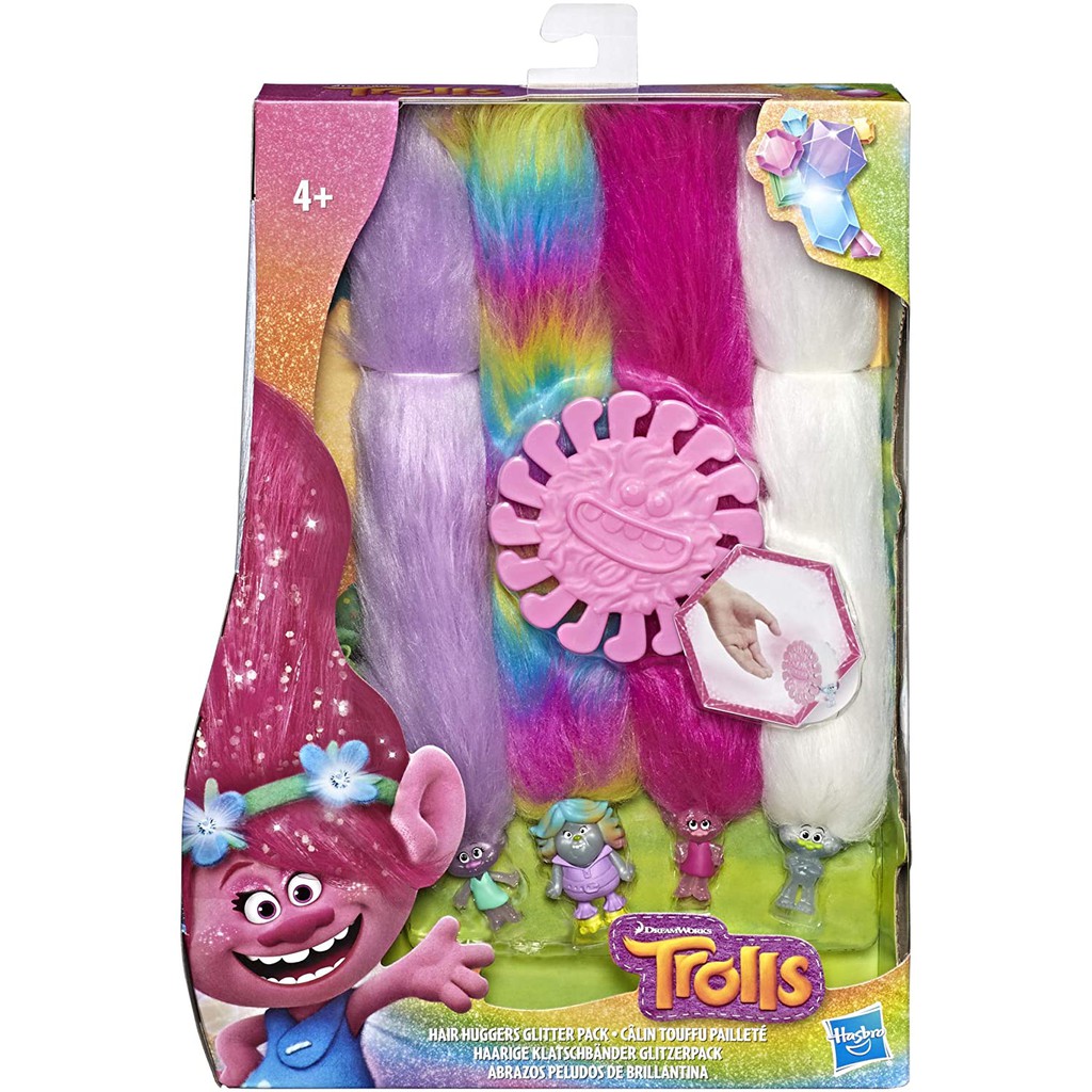 Trolls Hair Huggers Glitter Pack mainan anak troll hair hugger