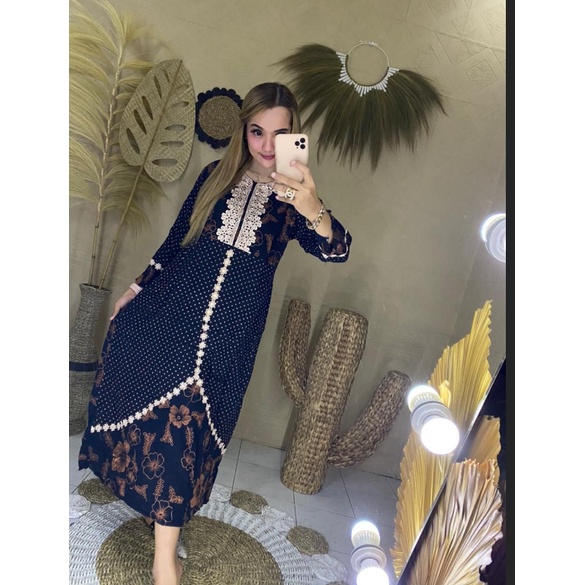 LONGDRESS BUNGA POLKA / DRESS PANJANG / BAJU WANITA