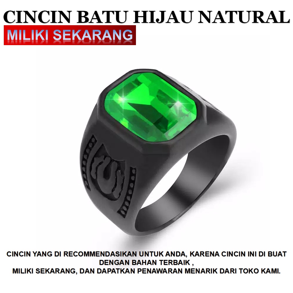 CINCIN BATU HIJAU RING HITAM KASUAL
