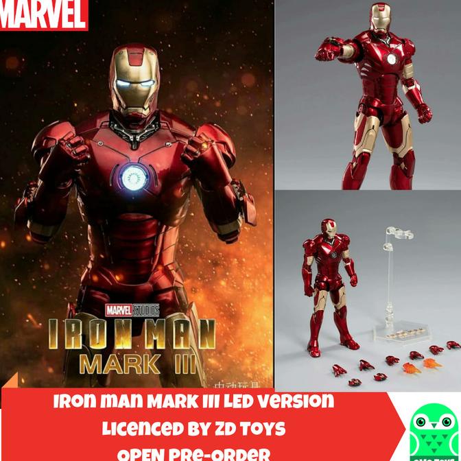 MARVEL ZD TOYS IRONMAN MARK 3 LED VERSION IRONMAN MK 3 IRON MAN LED