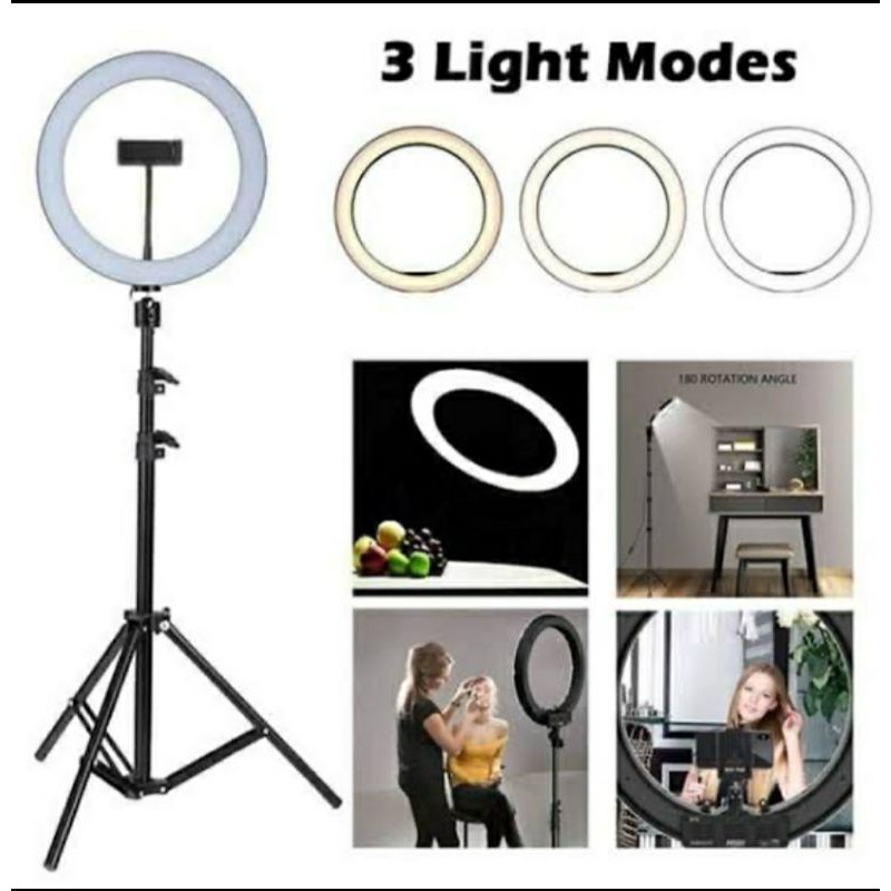 26cm Ring Light LED 26 With Grip Tripod 210 Cm 2.1 M Lampu Vlog Tik Tok