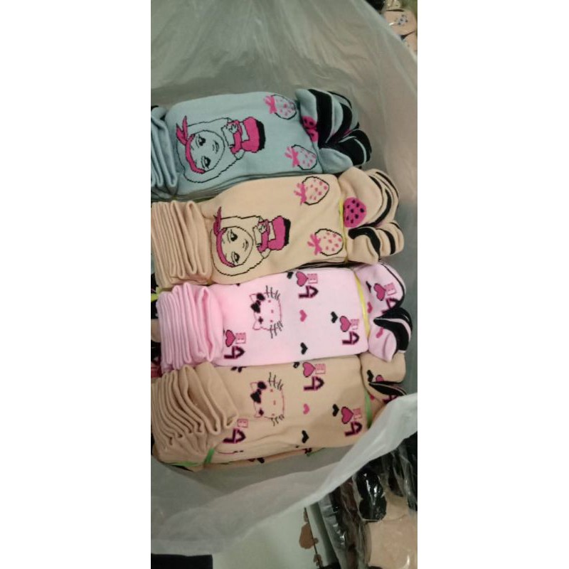 4 pasang / kaos kaki jembol anak cewek TK-sd motif &amp; warna random