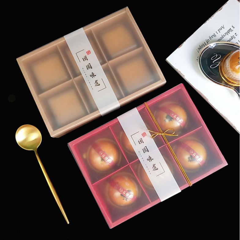 

Mooncake box 6 75gr transparan brown / Red Mcb Brown/Red 6 75gr dus mooncake packaging kue bulan