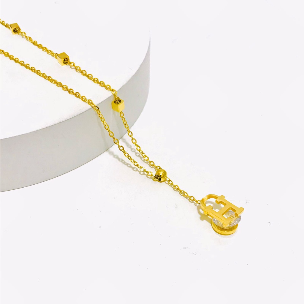Kalung Titanium Wanita Lapis Emas Anti Karat KP-298-21