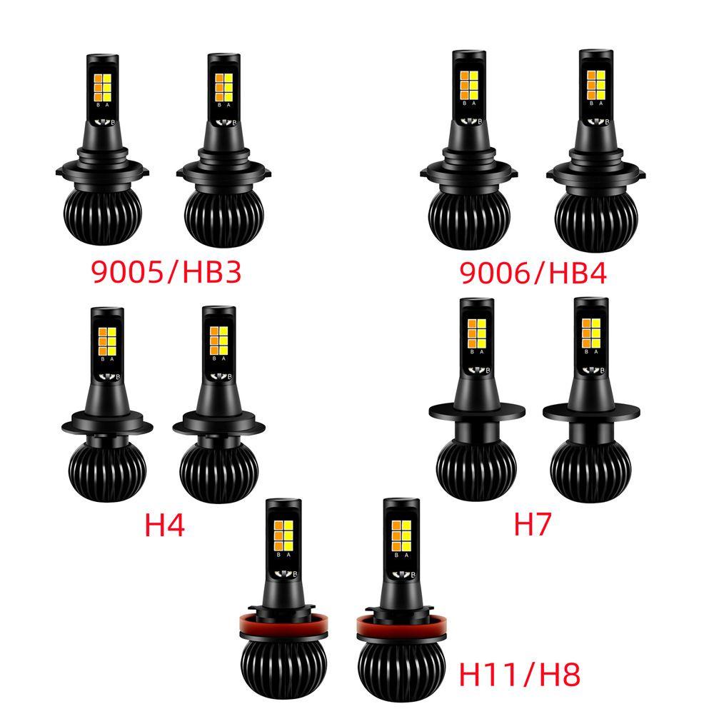 Populer 2Pcs Lampu Kabut Mobil Dual Color 2Pcs 40W LED H8 H11 9005 9006 H4 H7 Super Terang DRL