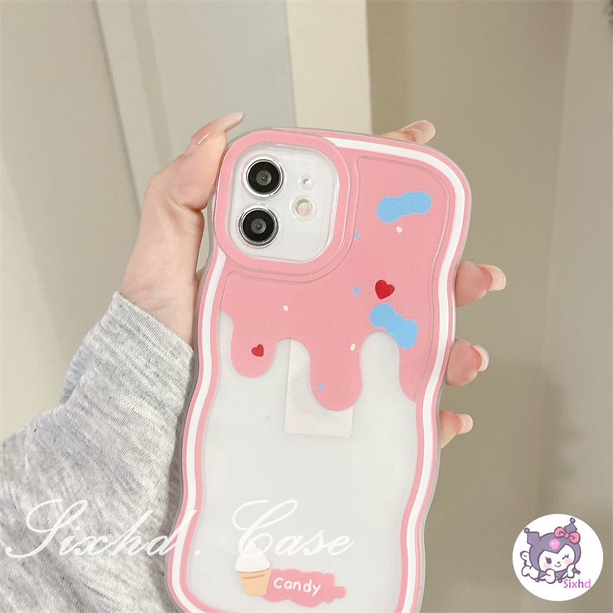 Compatible For iPhone 14 13 12 11 Pro Max SE2020 X XR Xs Max 7 8 6 6s Plus Case Colorful ice cream Wavy Edge Lens Protection Phone Case Soft Cover