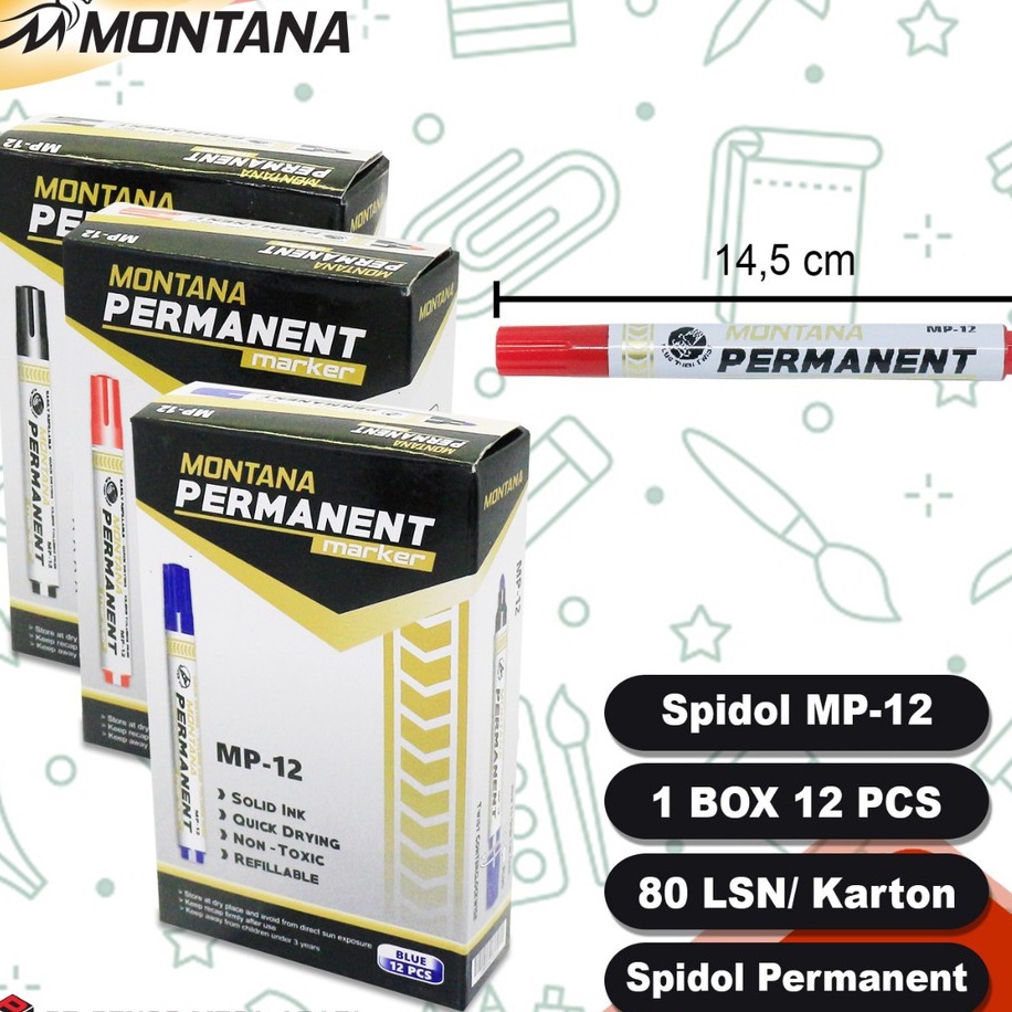 

Spidol Permanent SPIDOL MP12 Montana Montana MP12 Permanent Hitam