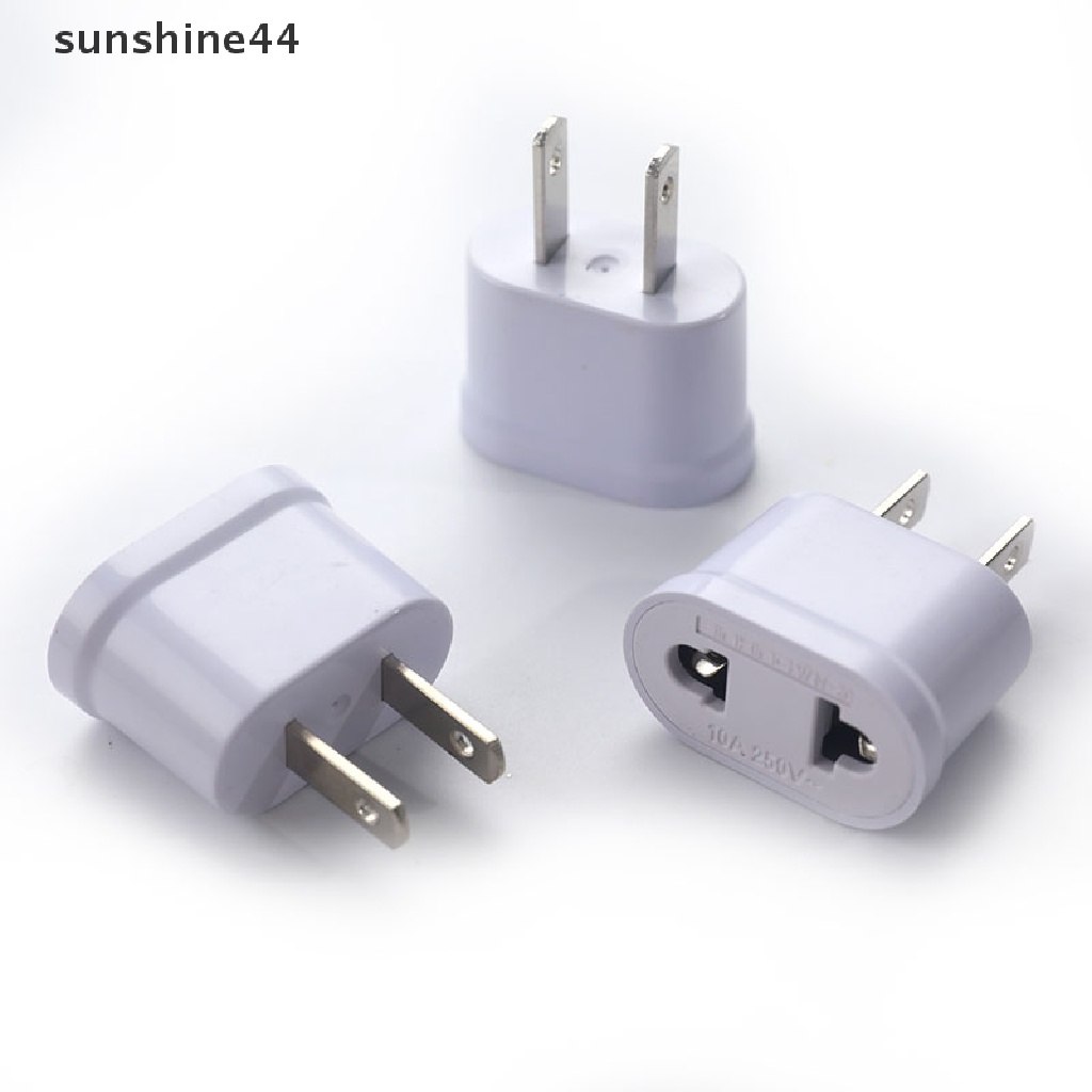 Sunshine Adapter Konverter Plug US Ke EU Bentuk Bulat &amp; Flat Dual Fungsi