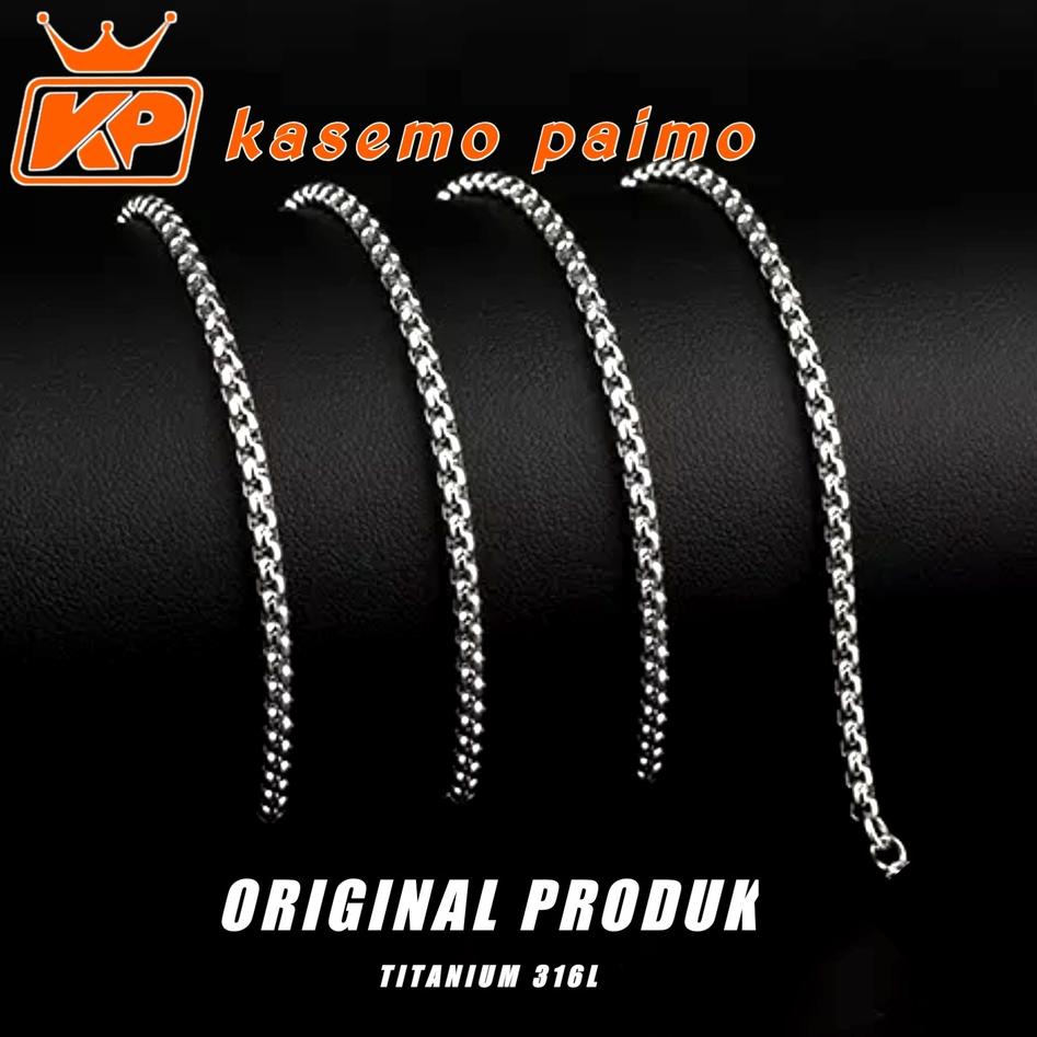 Kalung Titanium Asli Rantai Rolo Gold Emas Perak Silver Anti Karat • PSA.25Au22ᴶ
