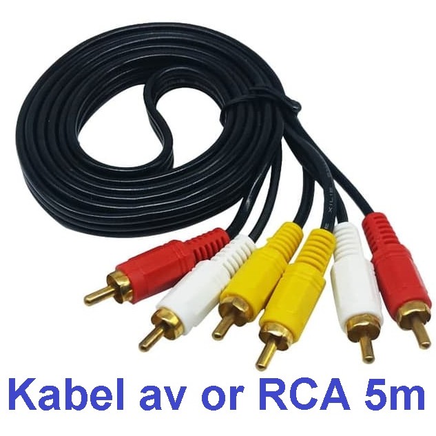 Kabel Video Jack RCA DVD to TV 5m - AV konektor Audio Video 5 meter cabang 3 ke 3 male cowo