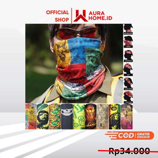 Slayer Penutup Wajah buff Outdoor Bike Riding Magic Variety Scraft / Masker Baff Bandana Full Face M