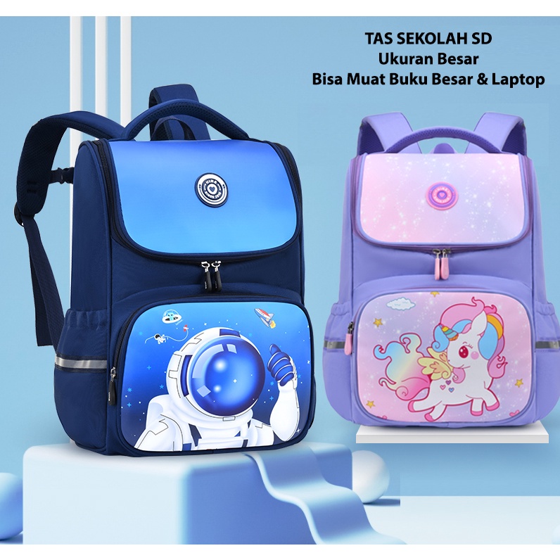 Tas Sekolah Anak Import Premium High Quality Terbaru - Tas Ransel Anak Besar Motif Karakter Lucu - Tas Backpack Anak Sekolah SD - Tas Anak Karakter Unicorn Frozen Elsa - Tas Anak Karakter Astronot Ultraman - Backpack Anak Sekolah Unisex - BK15