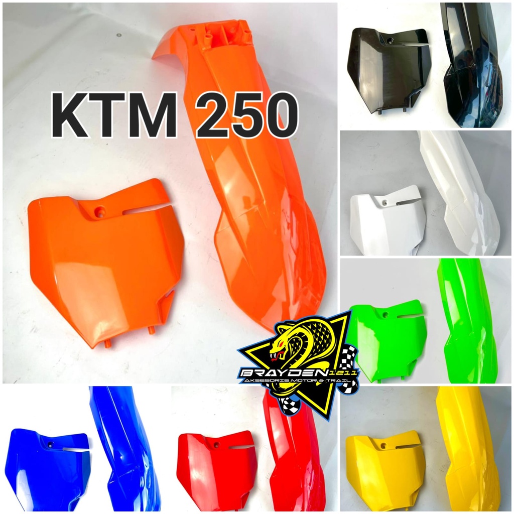 SPAKBOR DEPAN KTM 250 2017 DAN PAPAN NOMOR KTM 250 2017