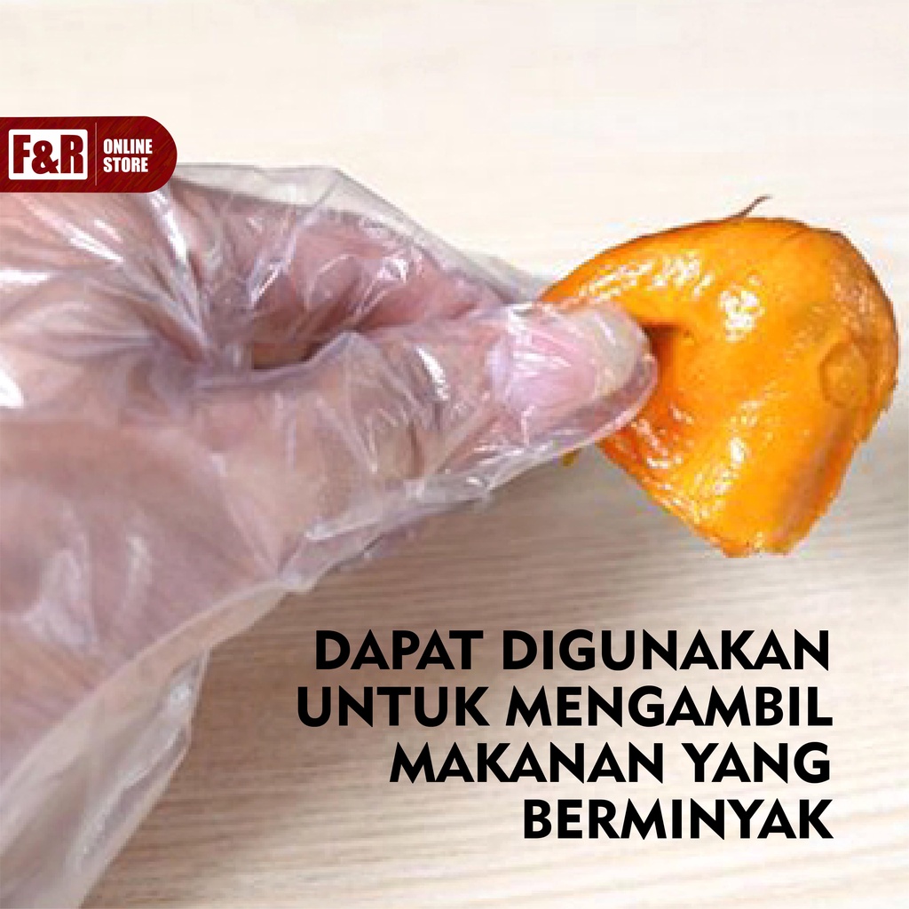 Sarung Tangan Plastik Sekali Pakai isi 100 Pcs Transparan Food Grade Disposable Plastic Gloves