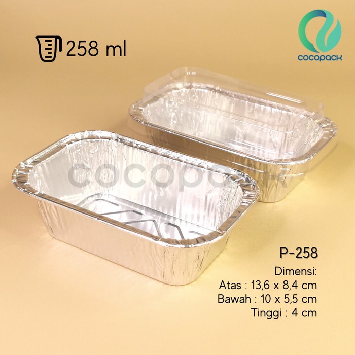 (10 PCS) Aluminium Foil Cup Tray + Tutup Mika P-258