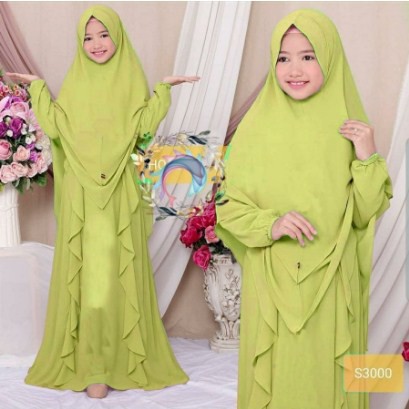[✅COD] Kanza kid navi syari gamis anak 10-15 TAHUN set khimar wolfis tali pnggang origial free ongki