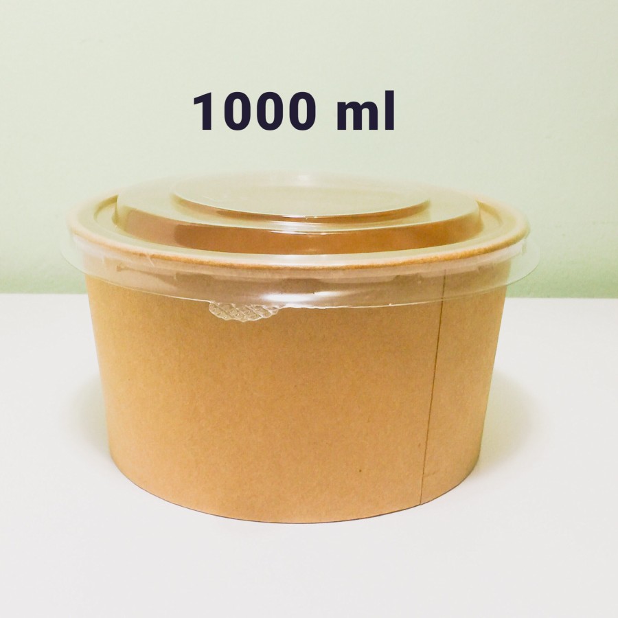 25 pcs Paper Salad Bowl / Rice Bowl 1000 ml + tutup mika