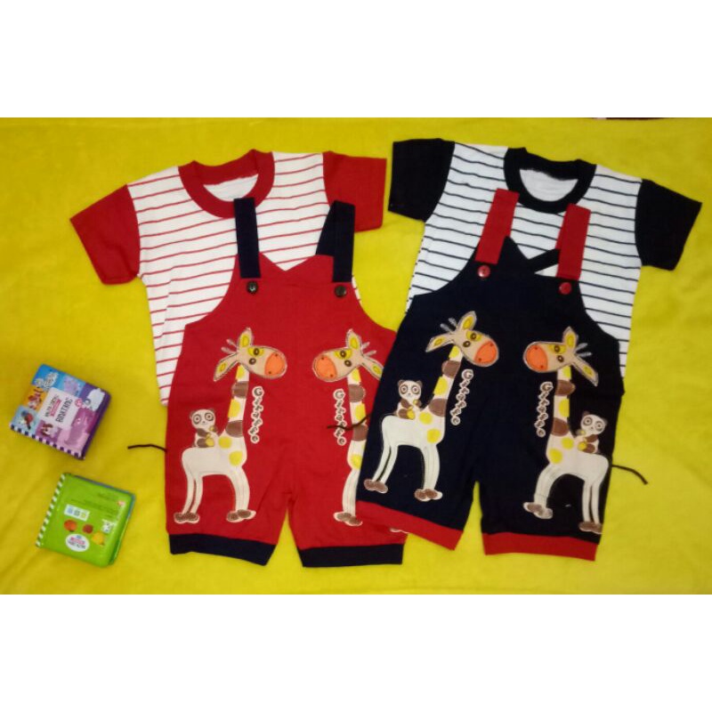 Baju bayi overall kodok hayami jerapah / setelan baju bayi hayami overall / baju bayi motif jerapah