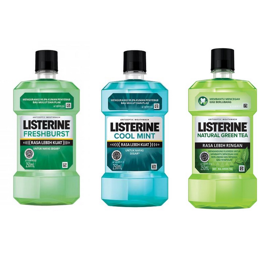 LISTERINE 250 ML Antiseptic Mouthwash Obat Kumur Antiseptik Fresh Burst - Cool Mint - Natural Green Tea 250ml Listerin