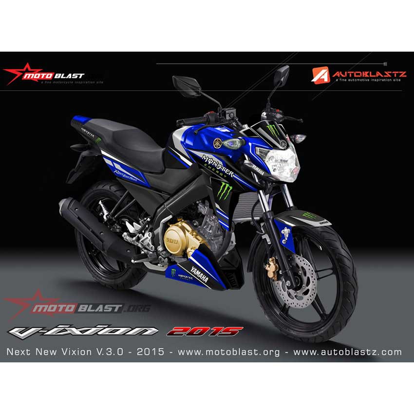 Decal Stiker Yamaha Vixion Advance Blue R1m Wsbk Monster Shopee