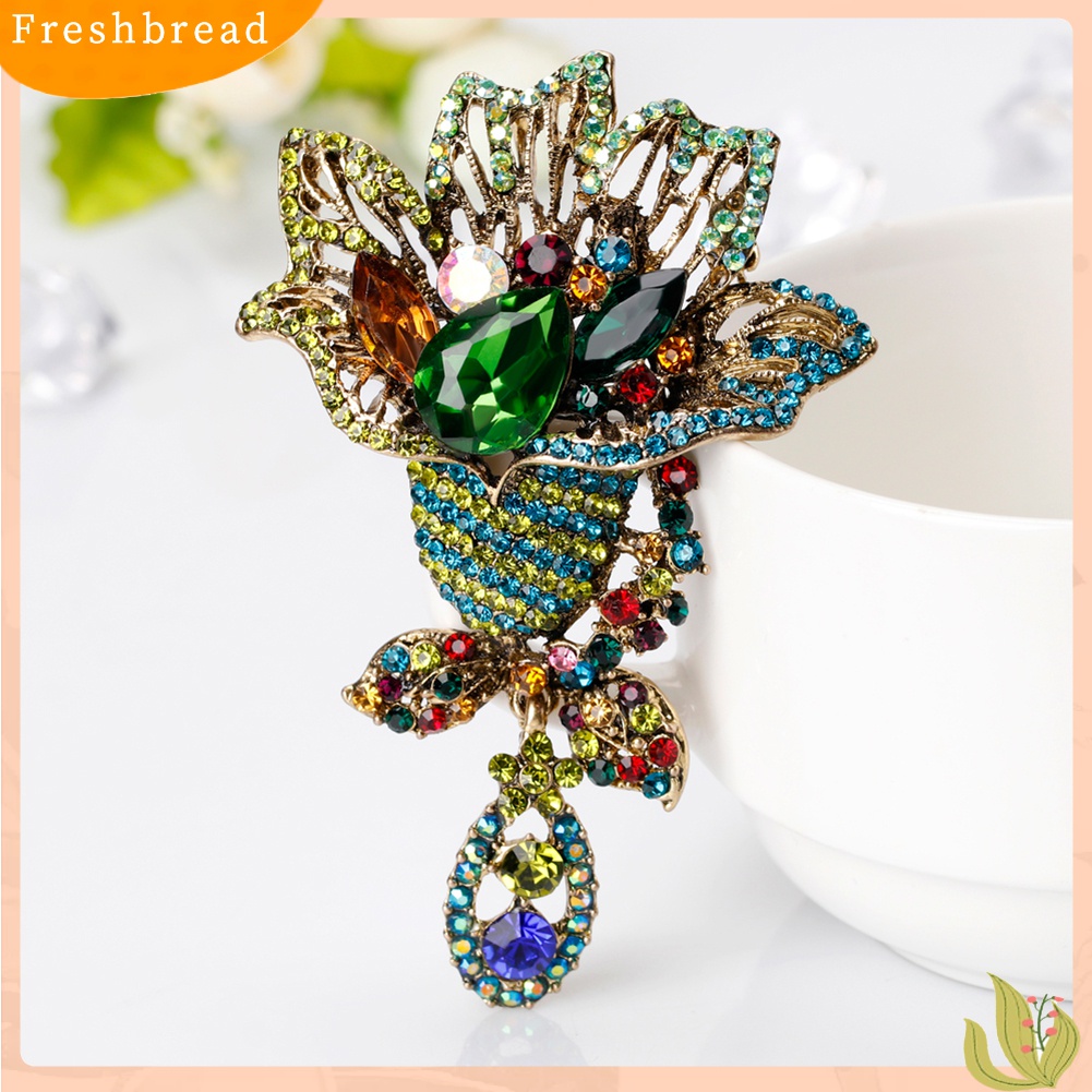 [ TERLARIS]Fashion Multicolor Rhinestone Flower Brooch Pin Lady Dress Scarf Bag Accessory