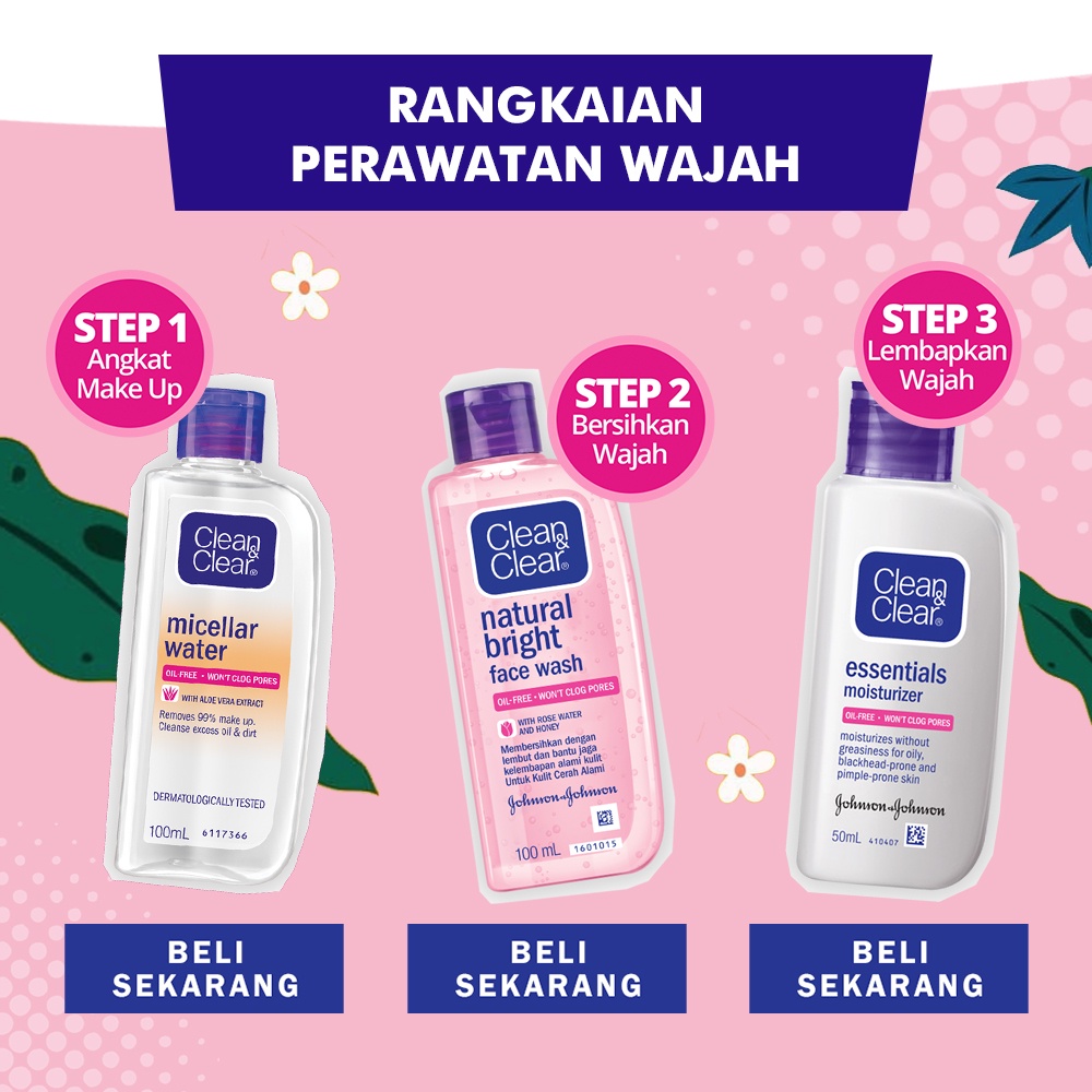 Clean &amp; Clear Natural Bright Face Wash Sabun Cuci Muka Pembersih Pencerah Wajah 50ml / 100ml