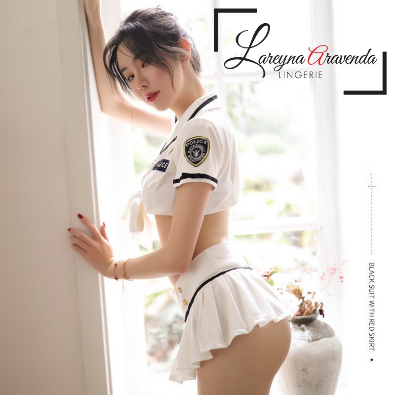 Set Lingerie Seksi &amp; Rok Model Cosplay Sexy Police LG119