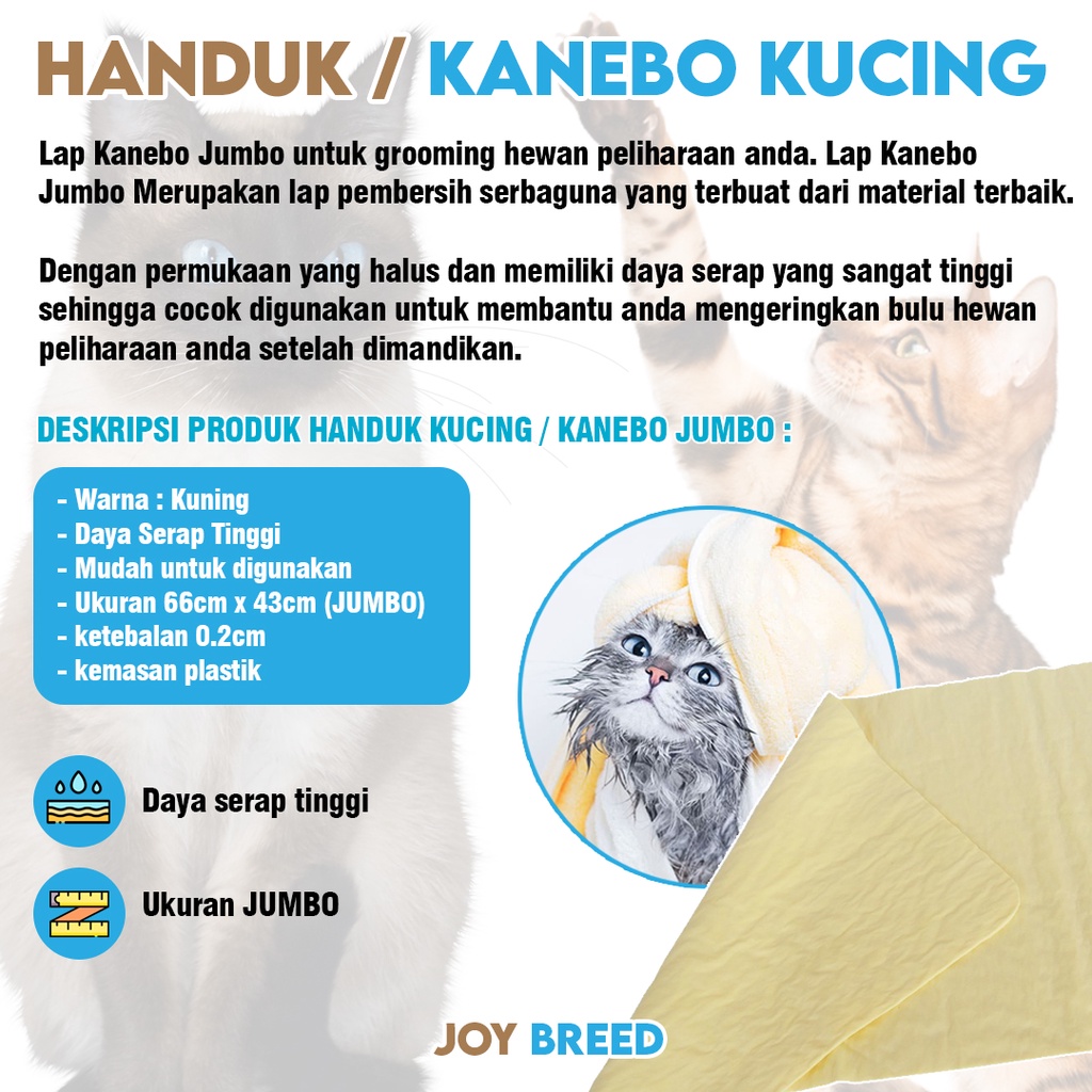 HANDUK MANDI KUCING ANJING KANEBO KUCING UKURAN JUMBO TEBAL DAYA SERAP TINGGI